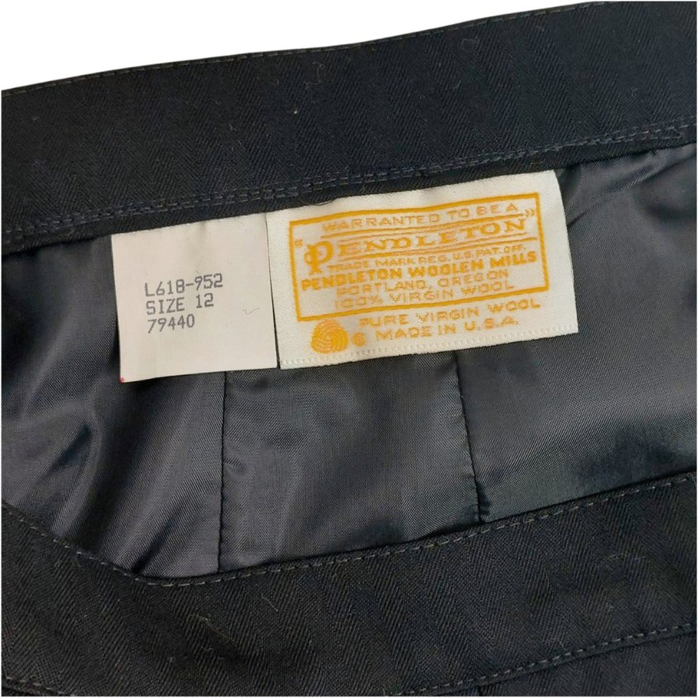 VTG Pendleton Black Wool Pleated Knee Length Skirt Size 12 - Picture 5 of 5